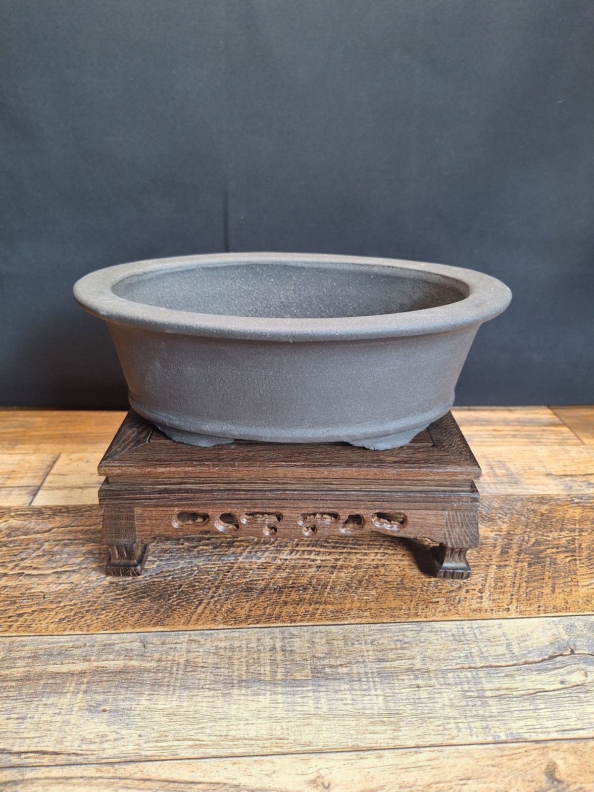 Oval unglazed stone affect bonsai pot 23x16x8 cm