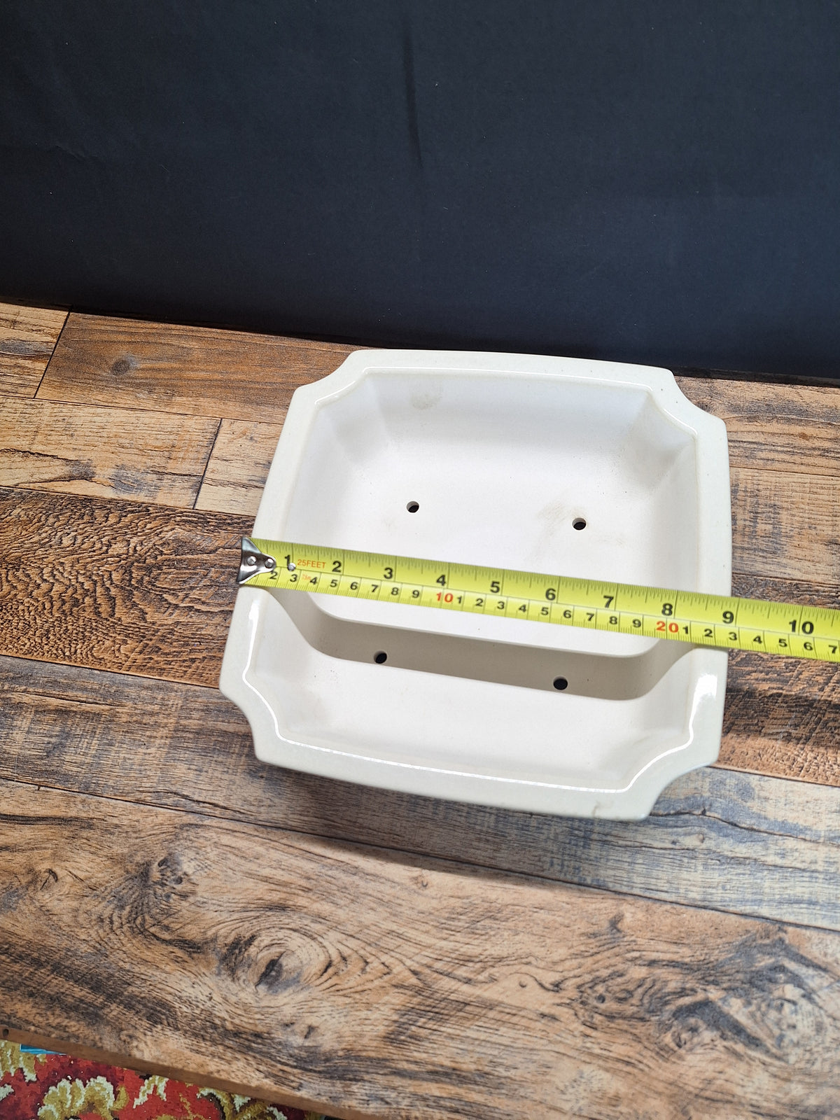 White Crackle Bonsai pot 22x22x7 Cm