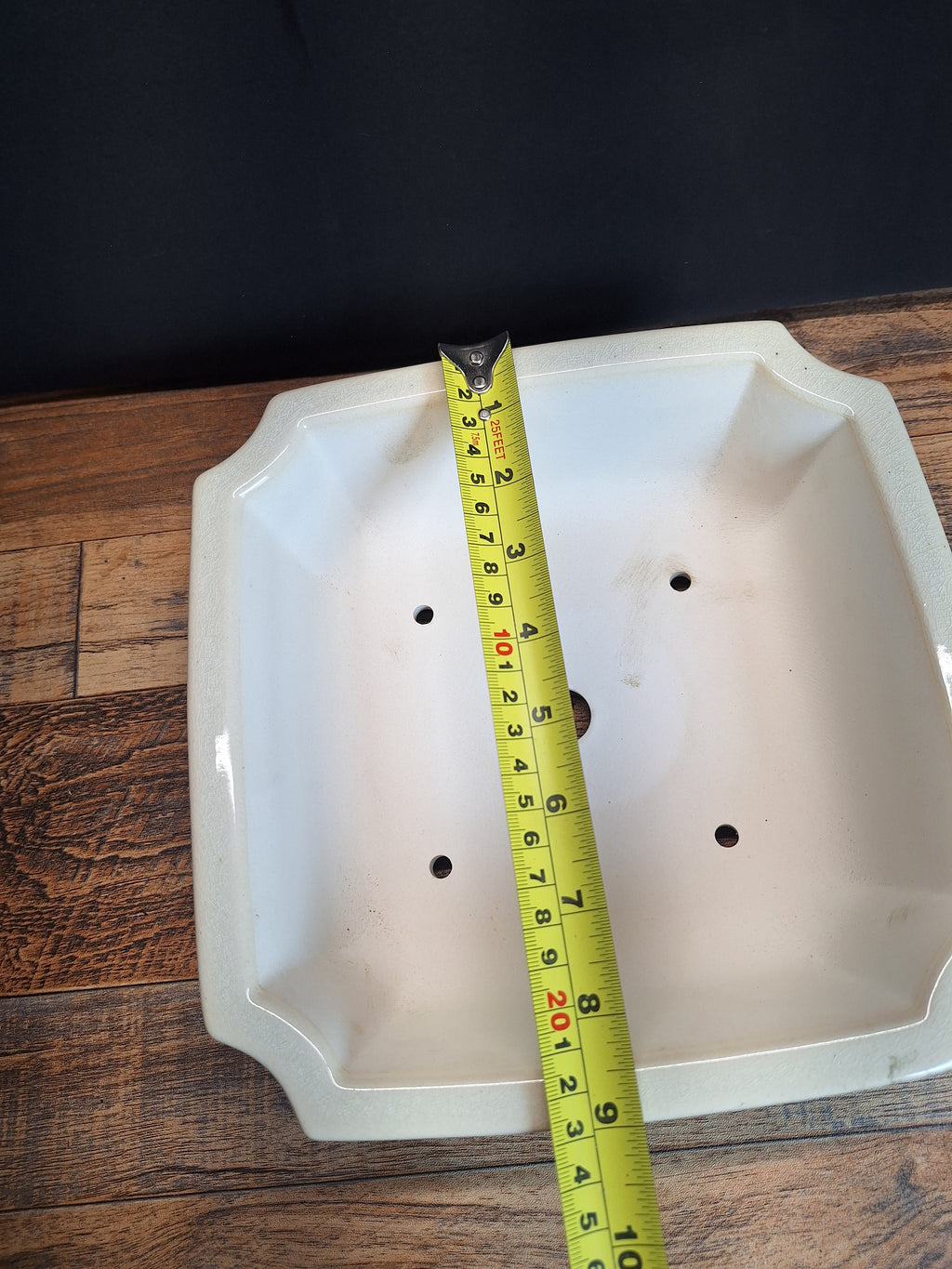 White Crackle Bonsai pot 22x22x7 Cm