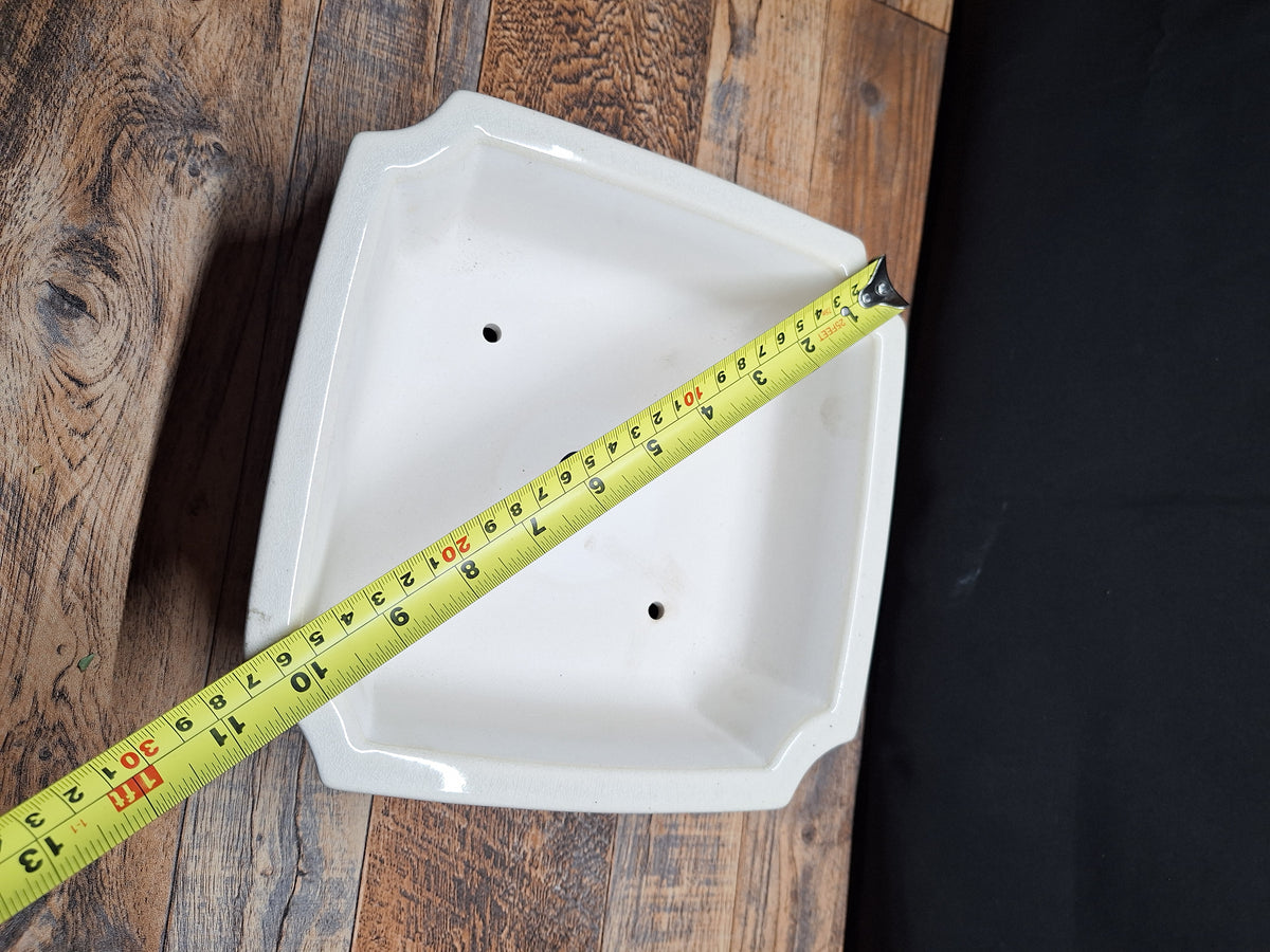 White Crackle Bonsai pot 22x22x7 Cm