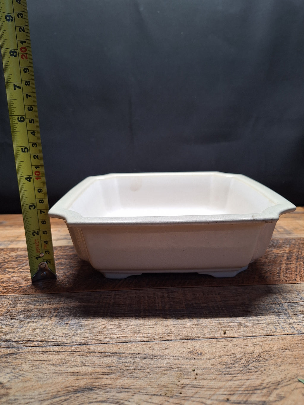 White Crackle Bonsai pot 22x22x7 Cm