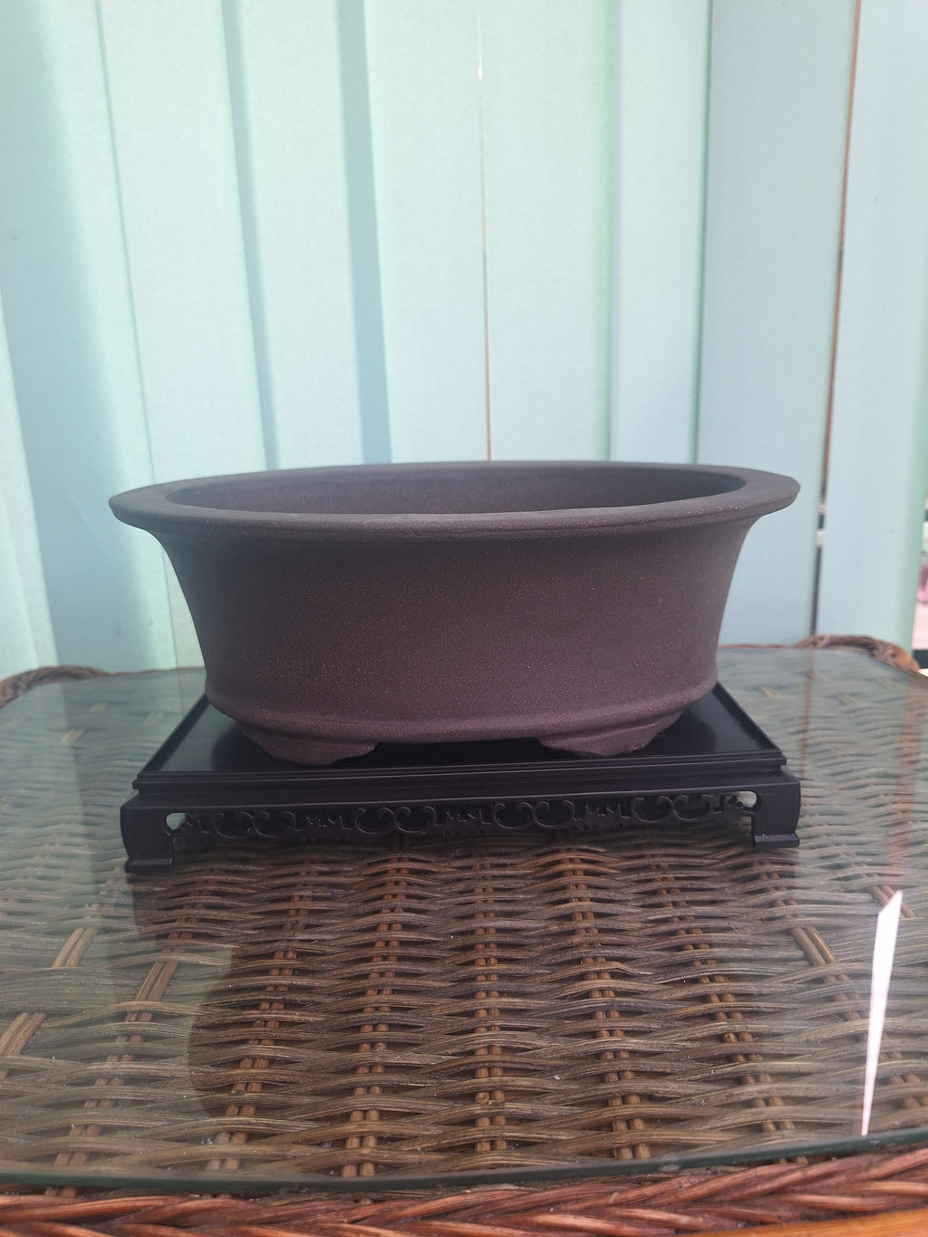 Oval unglazed stone affect bonsai pot 30x21x10 cm