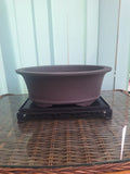 Oval unglazed stone affect bonsai pot 30x21x10 cm