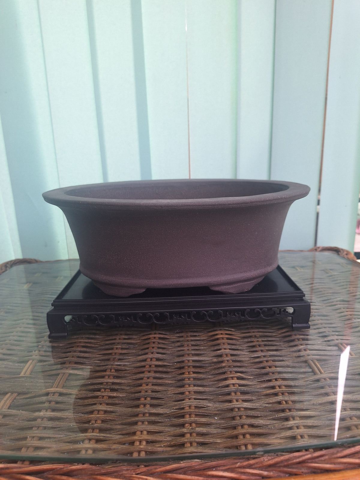 Oval unglazed stone affect bonsai pot 30x21x10 cm