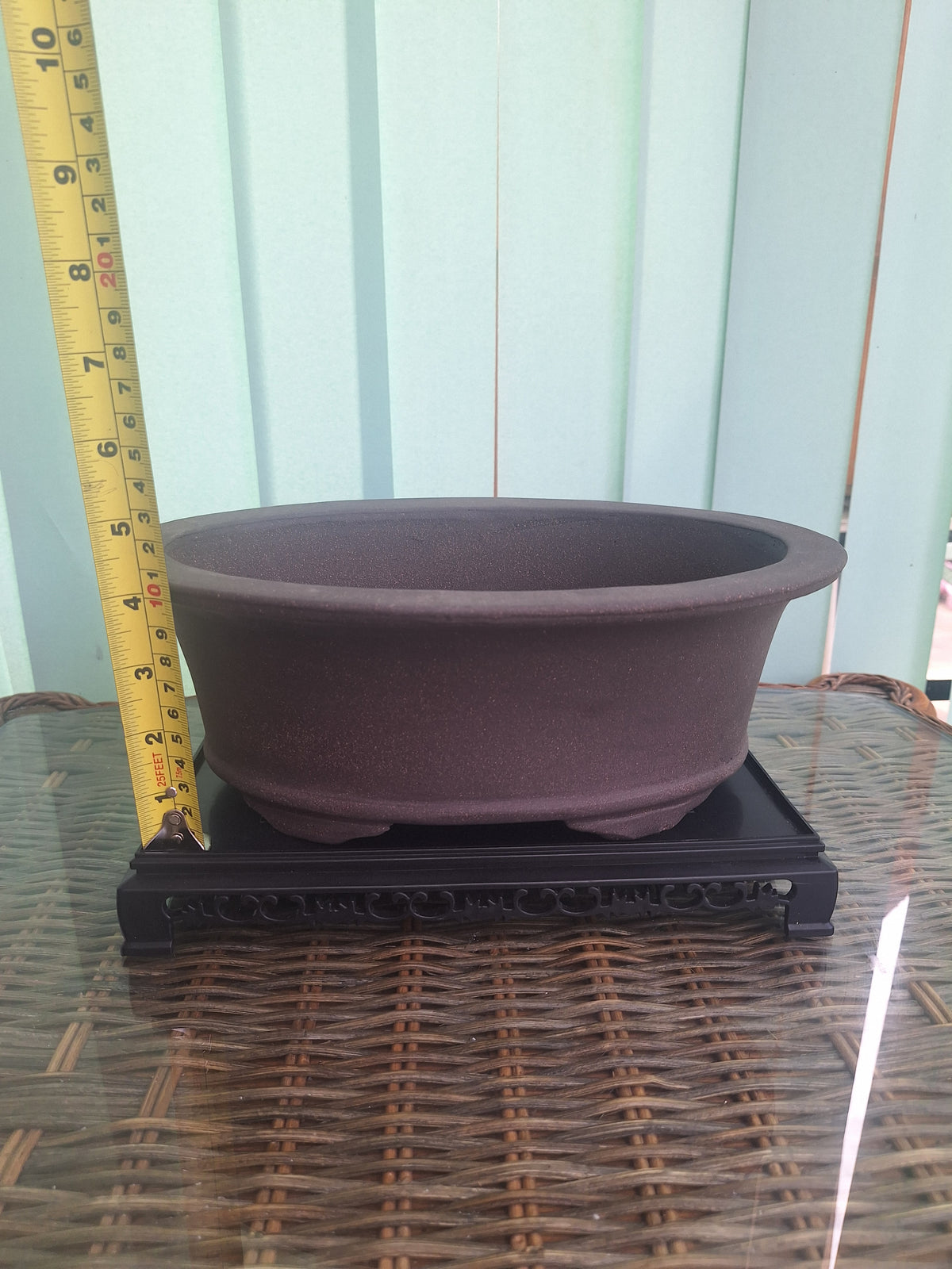 Oval unglazed stone affect bonsai pot 30x21x10 cm