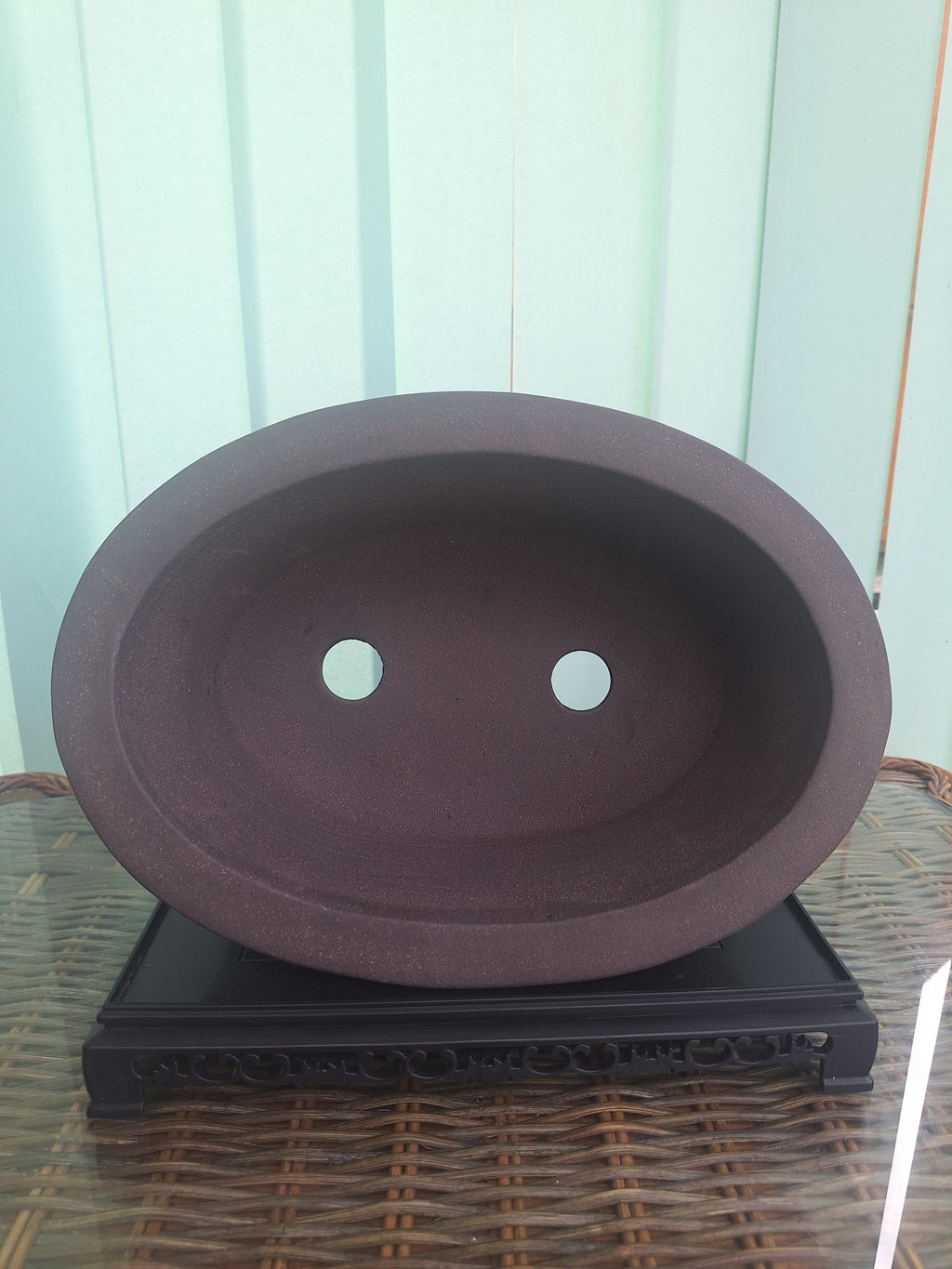 Oval unglazed stone affect bonsai pot 30x21x10 cm
