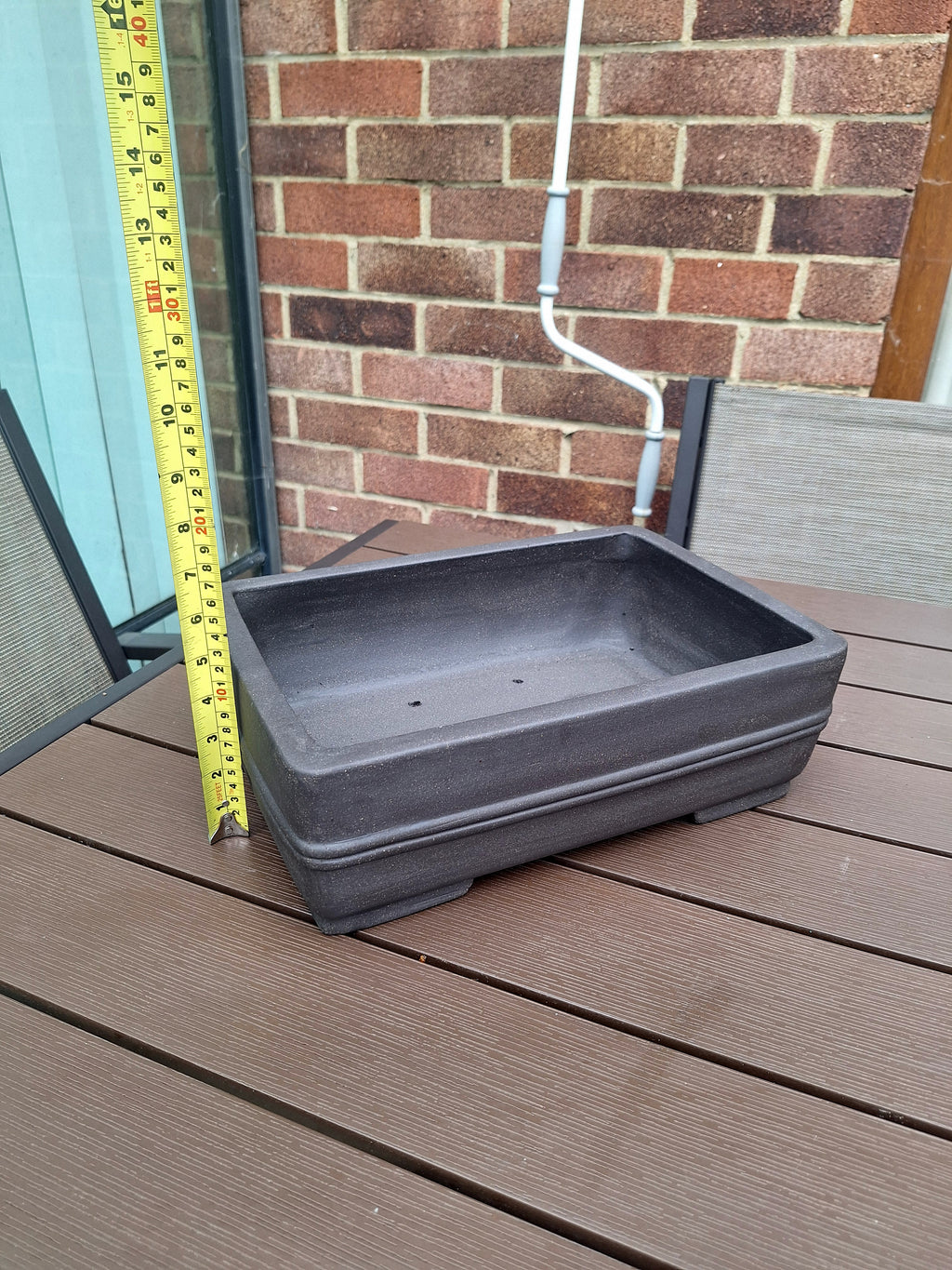 Large Rectangular Unglazed Bonsai Pot – 34.5 × 23.7 × 12 cm
