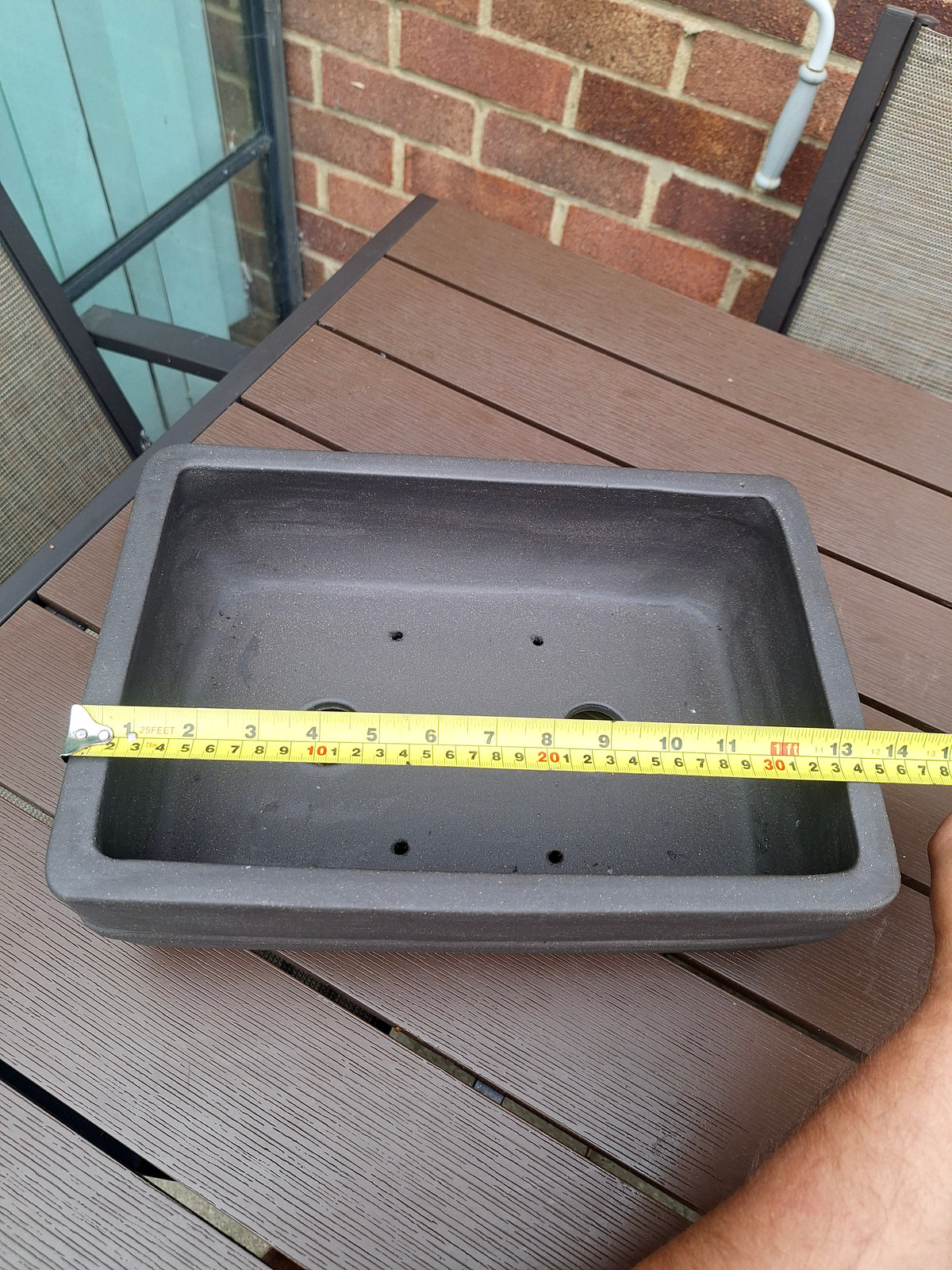 Large Rectangular Unglazed Bonsai Pot – 34.5 × 23.7 × 12 cm