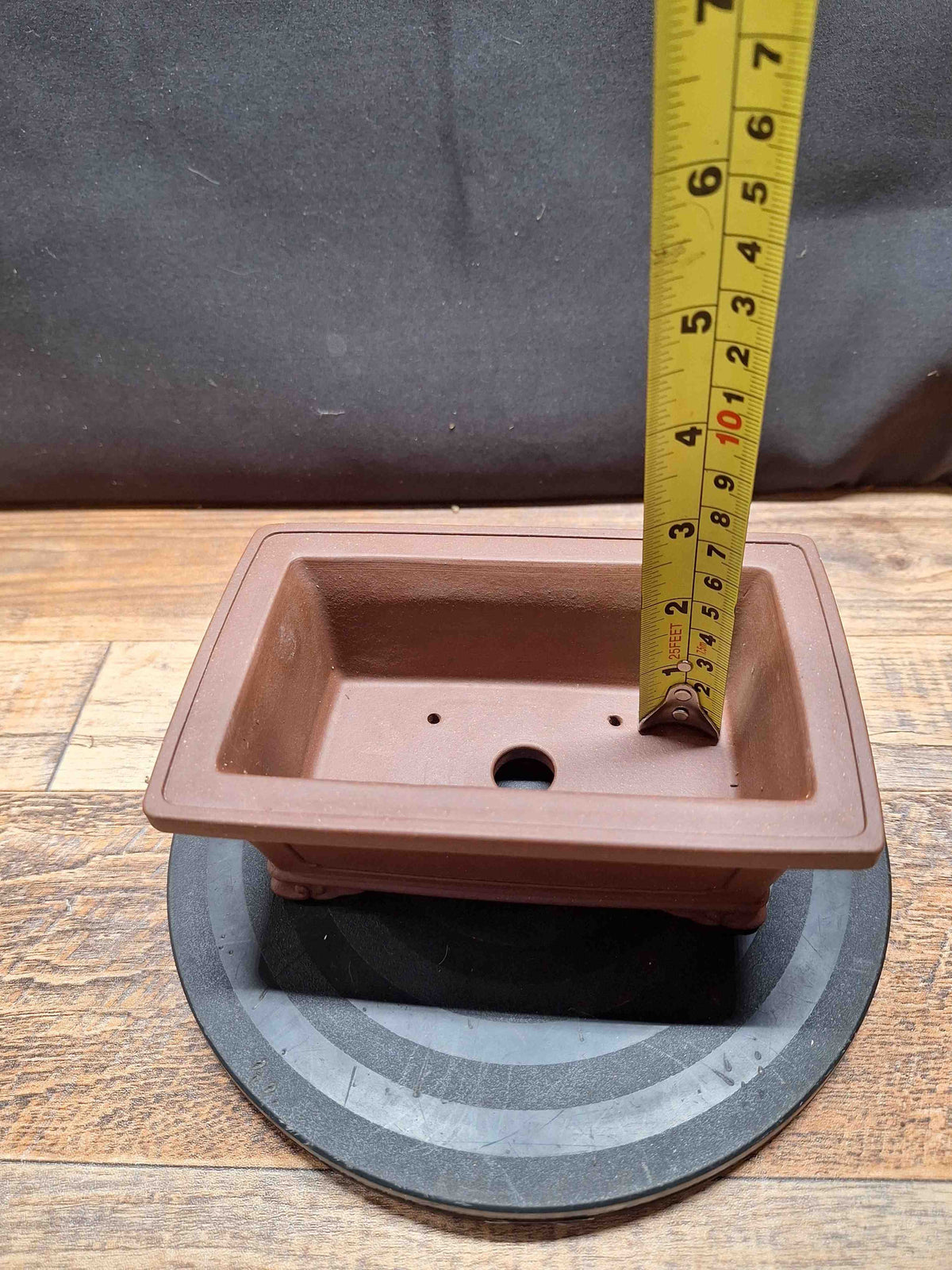 Rectangular purple clay handmade Bonsai pot 16x10x6.5 cm