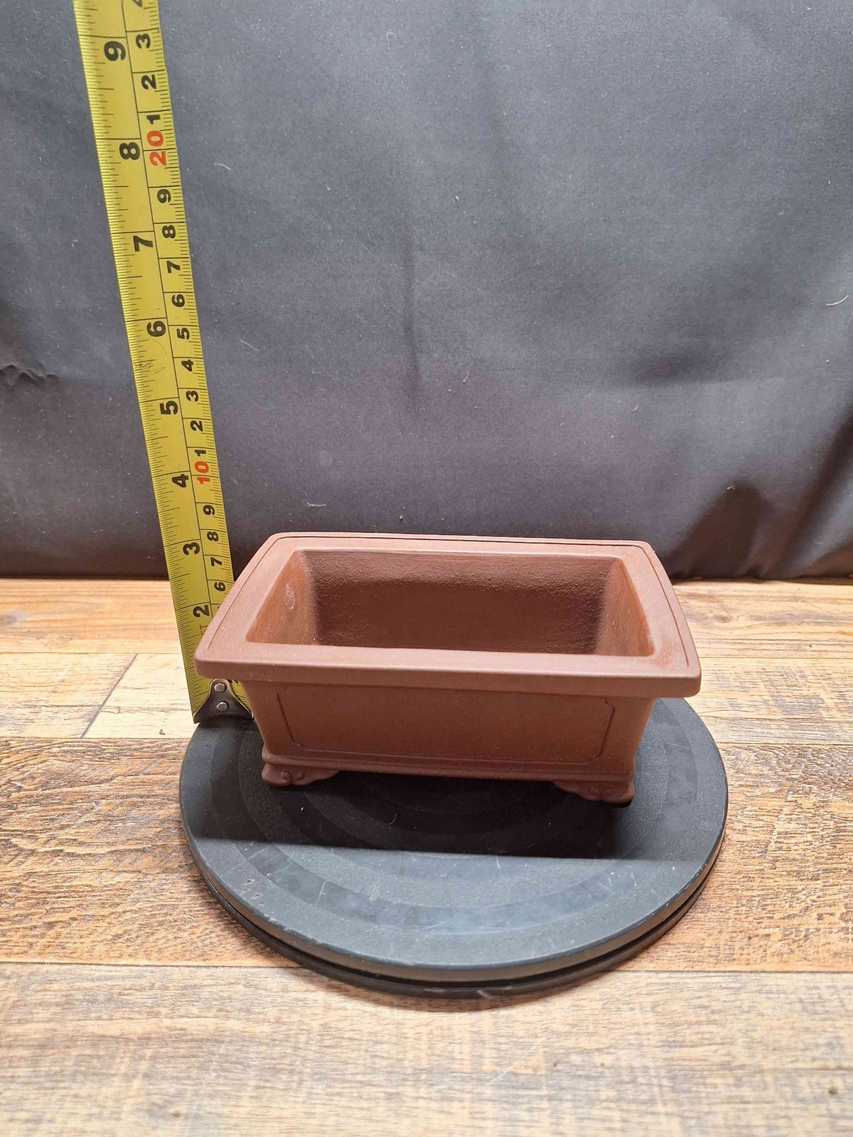 Rectangular purple clay handmade Bonsai pot 16x10x6.5 cm