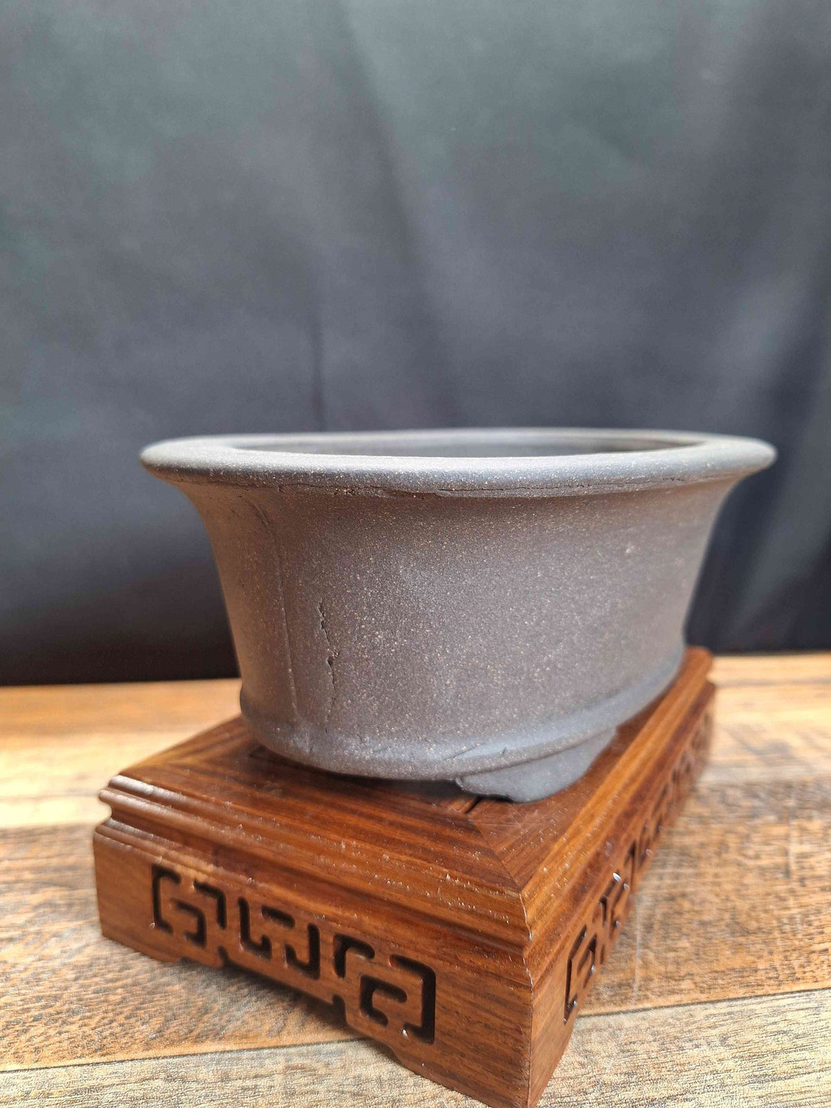 Oval unglazed stone affect bonsai pot 23x16x8 cm