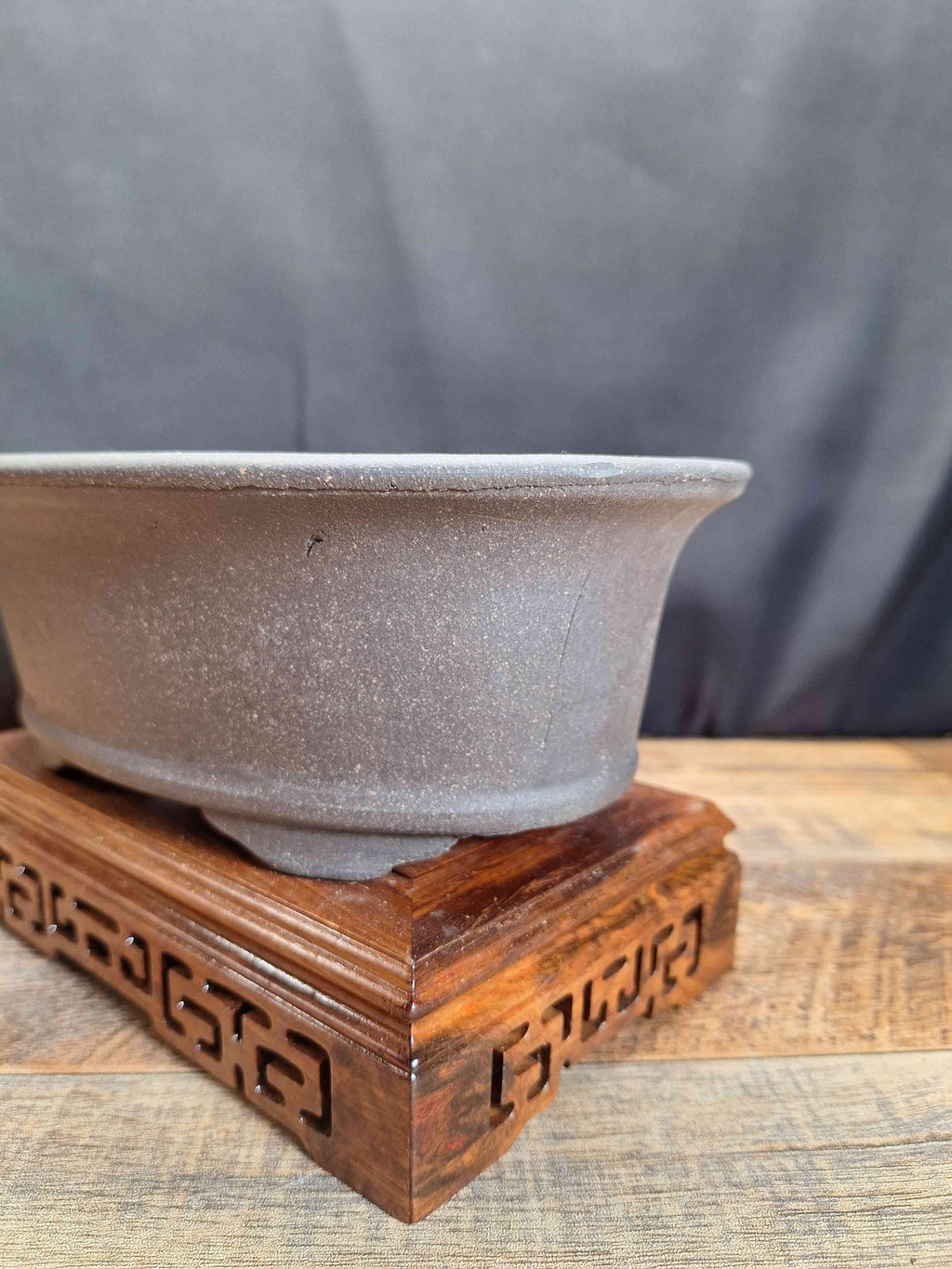 Oval unglazed stone affect bonsai pot 23x16x8 cm