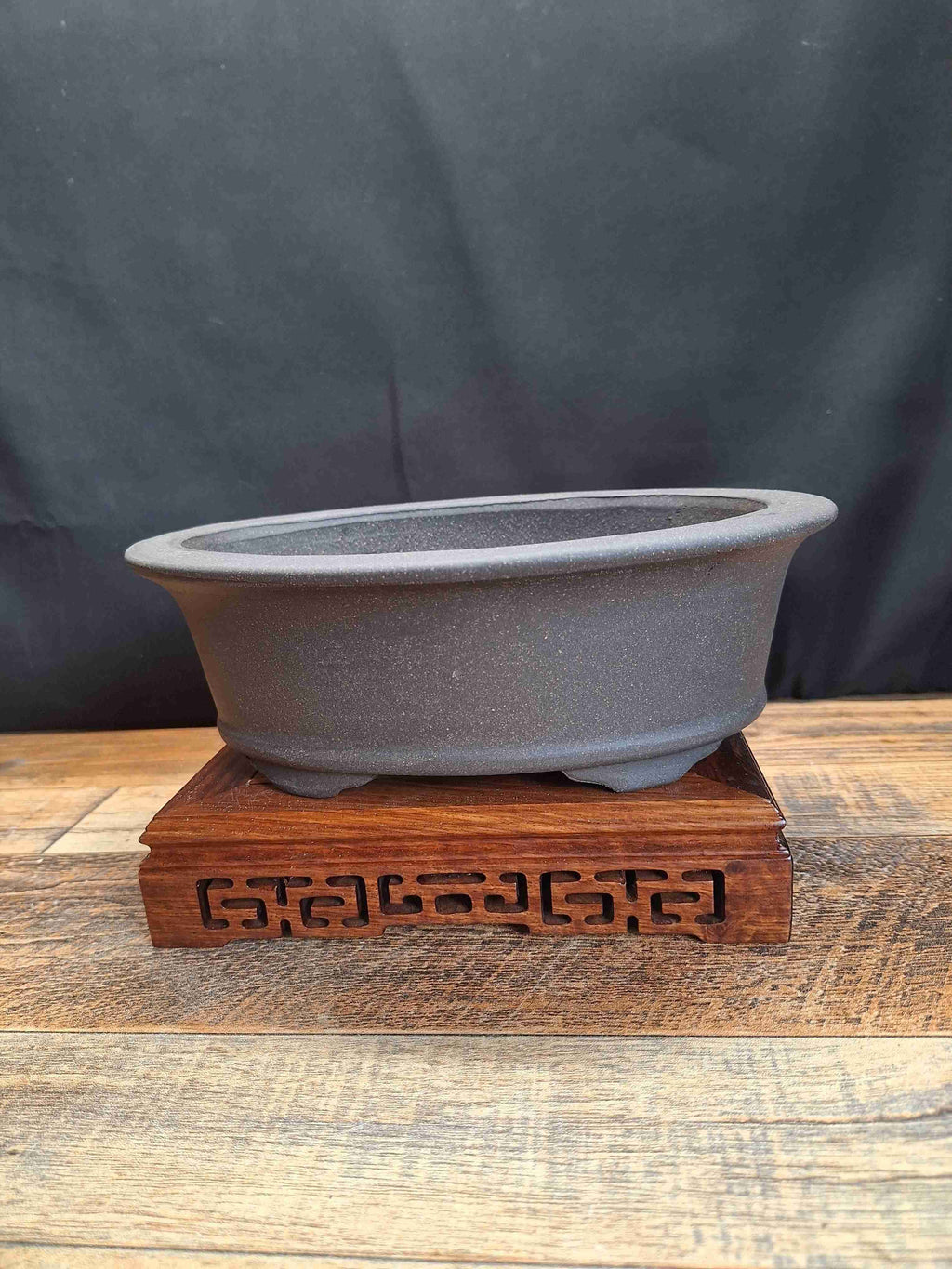 Oval unglazed stone affect bonsai pot 23x16x8 cm