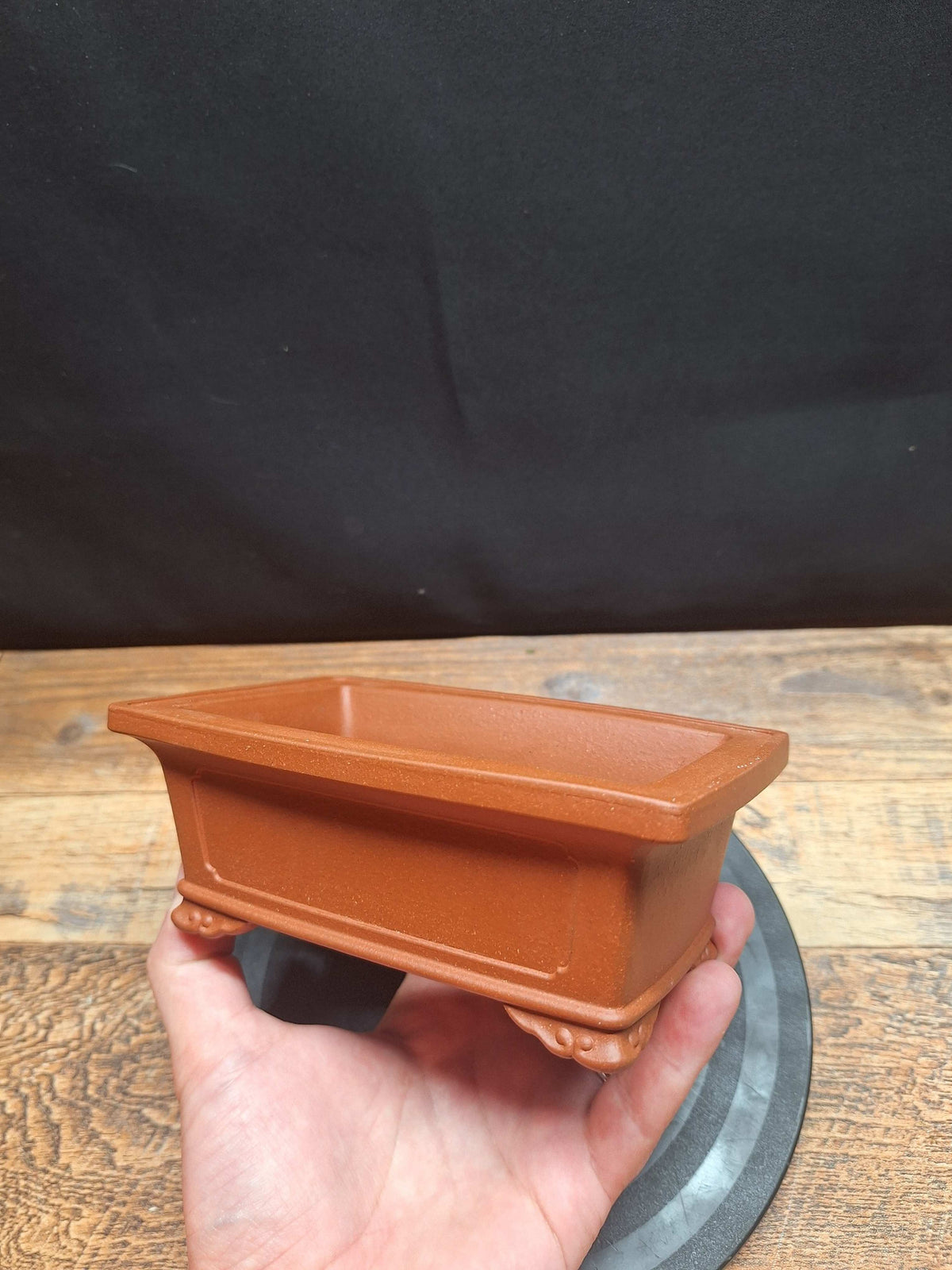 Rectangular red clay handmade Bonsai pot 16x10x6.5 cm