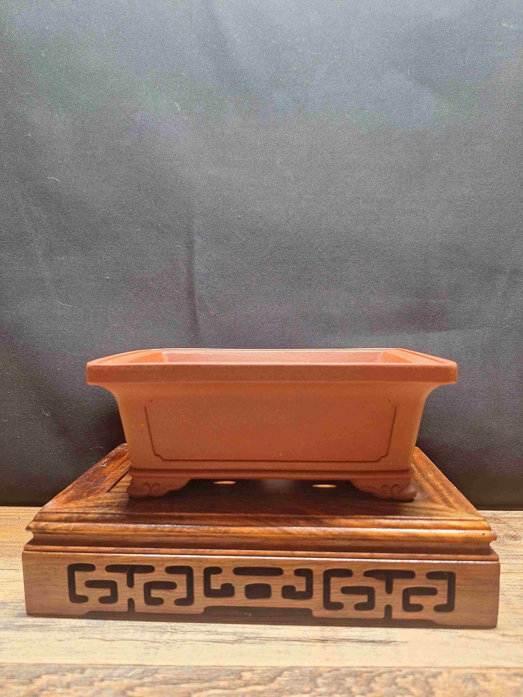 Rectangular red clay handmade Bonsai pot 16x10x6.5 cm