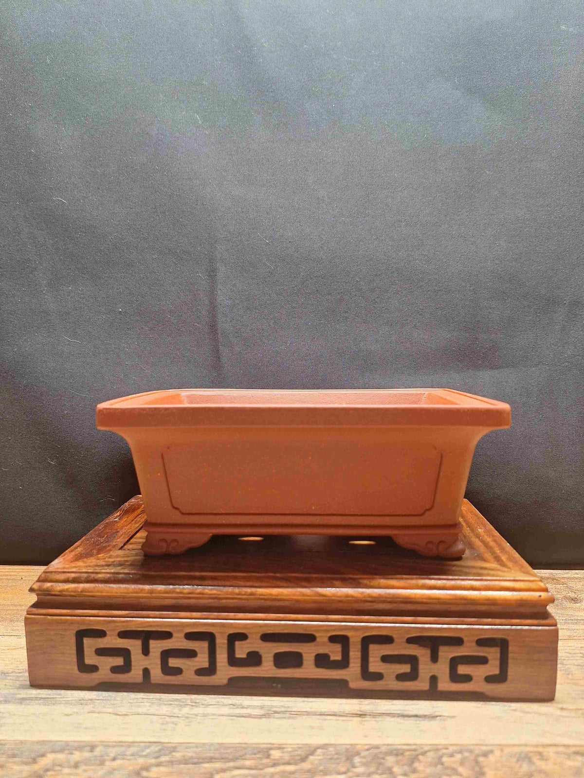 Rectangular red clay handmade Bonsai pot 16x10x6.5 cm