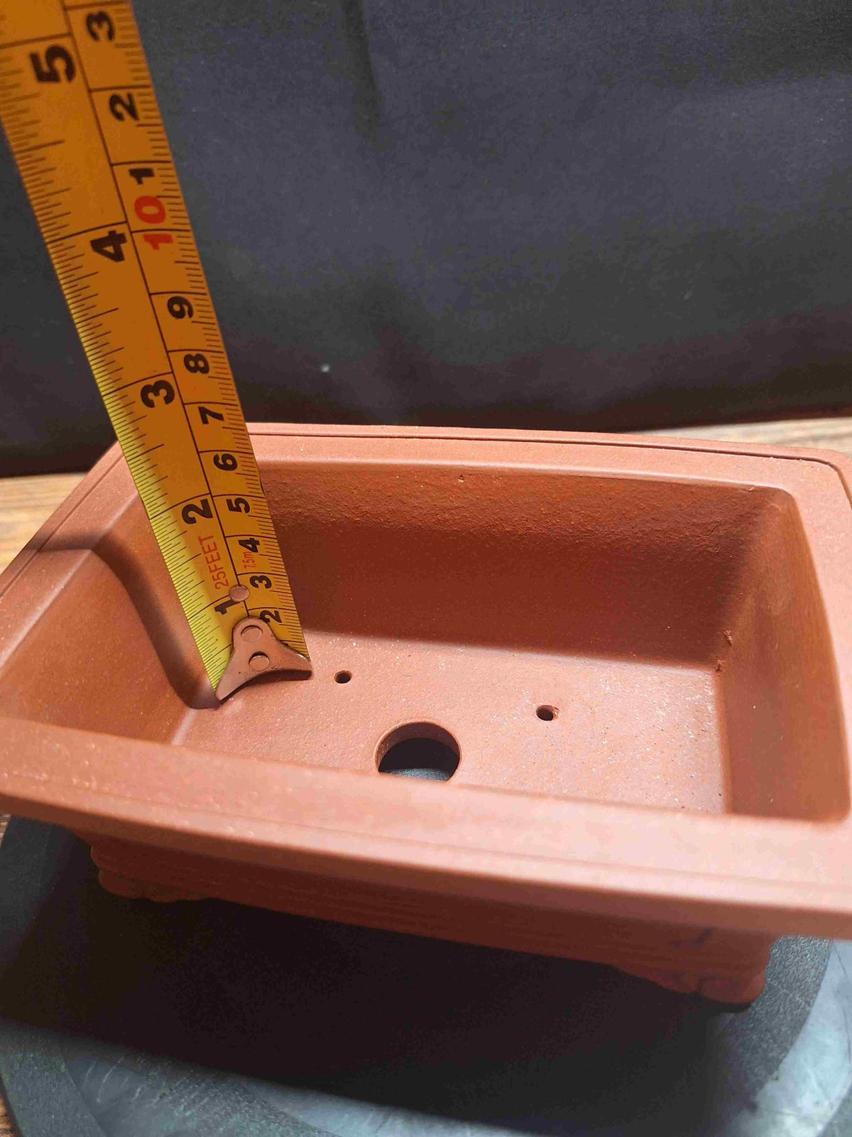 Rectangular red clay handmade Bonsai pot 16x10x6.5 cm