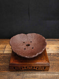 Handmade 16cm Bonsai Pot – Lotus Leaf Design, Unglazed Clay, Excellent Drainage