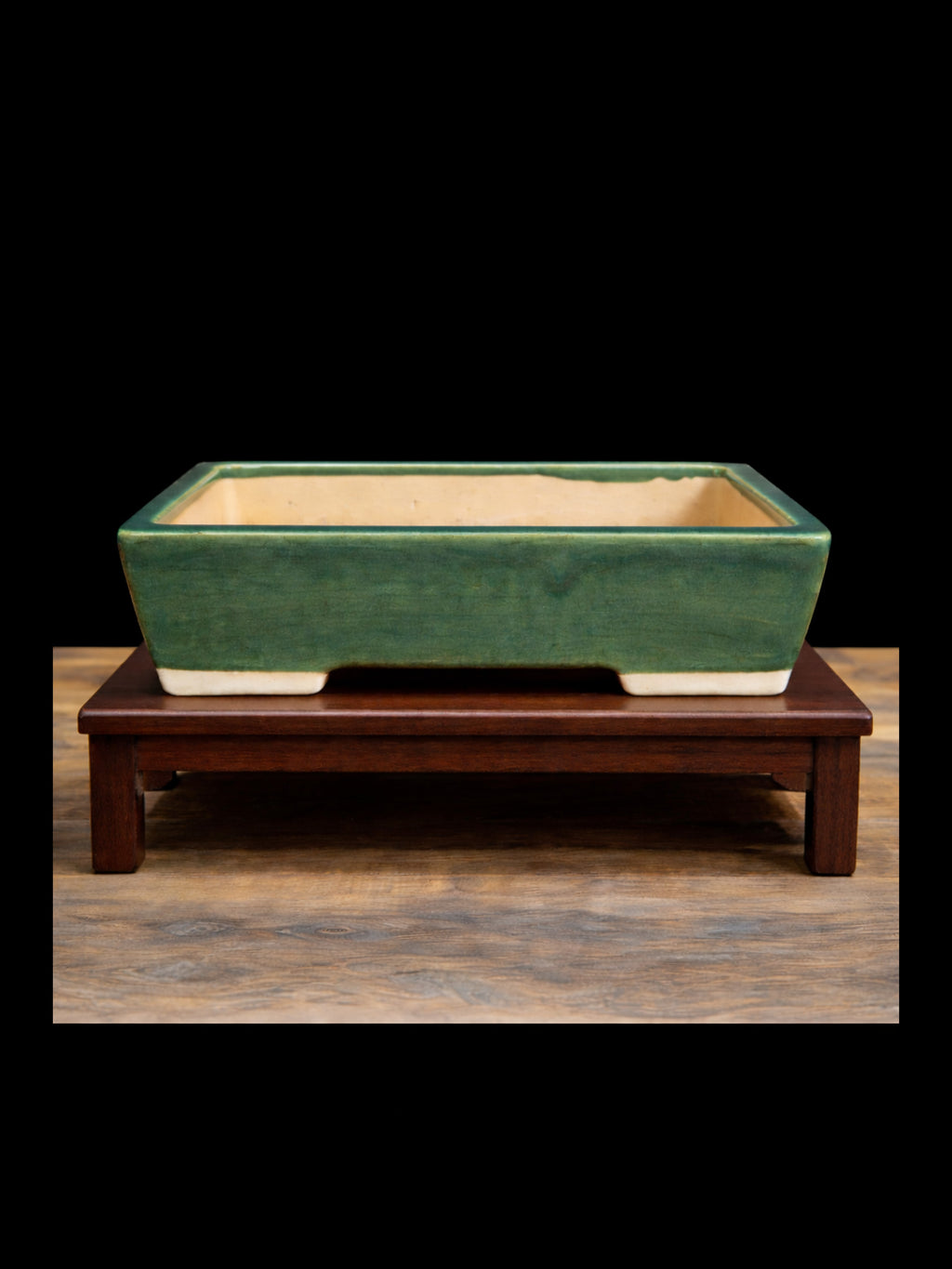 Large Green glazed rectangular bonsai pot 32x24x10