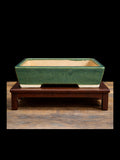 Large Green glazed rectangular bonsai pot 32x24x10
