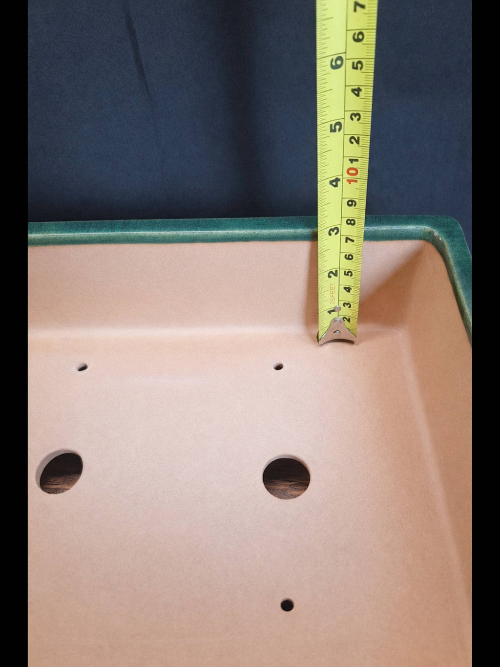 Large Green glazed rectangular bonsai pot 32x24x10