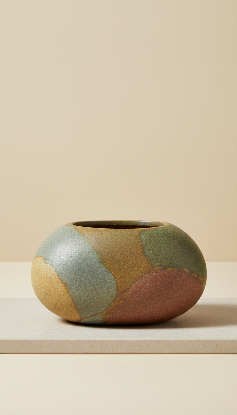 River Stone Ceramic Planter With Textured Glaze