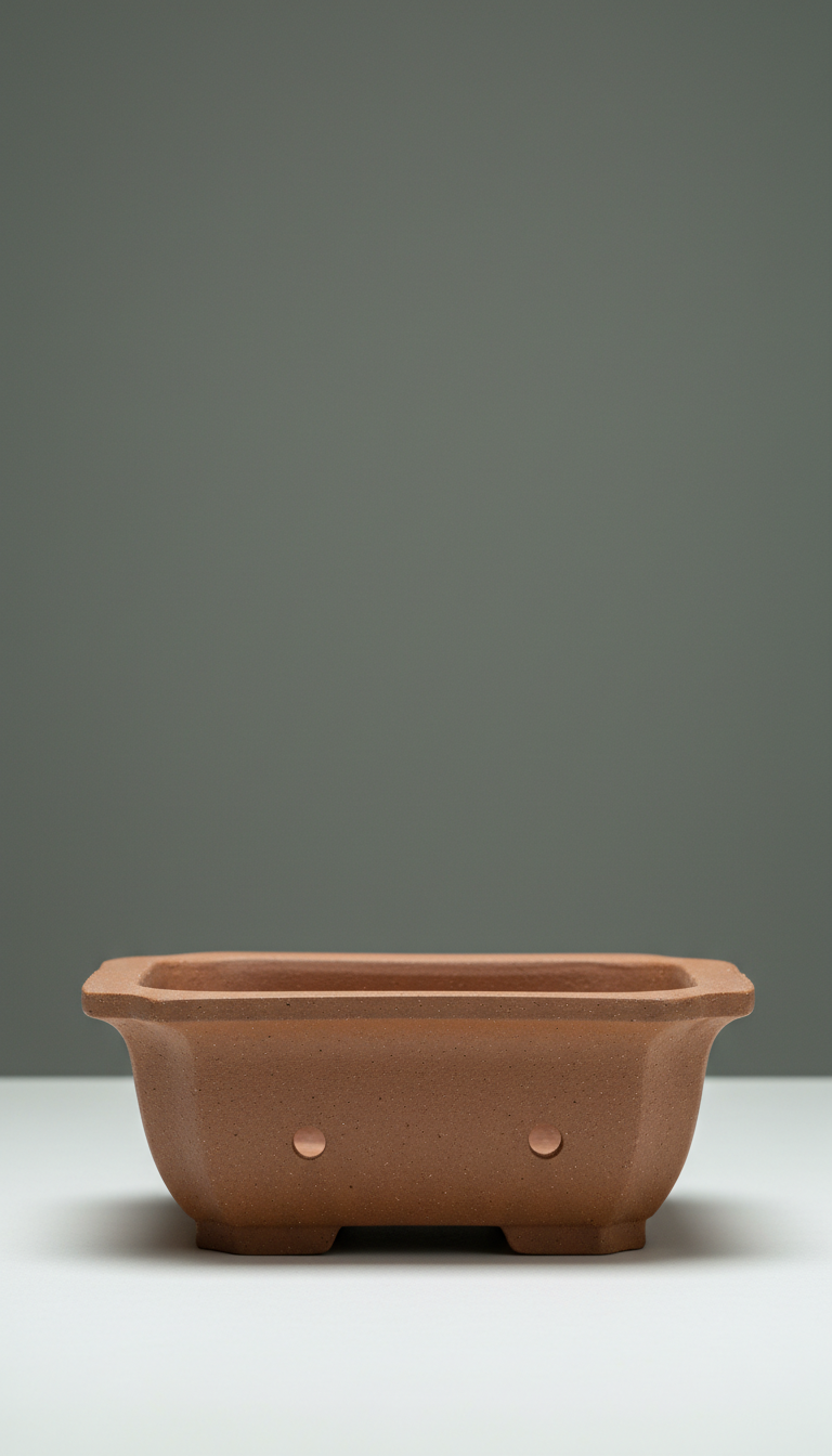 Unglazed Clay Bonsai Pot Oval Shape