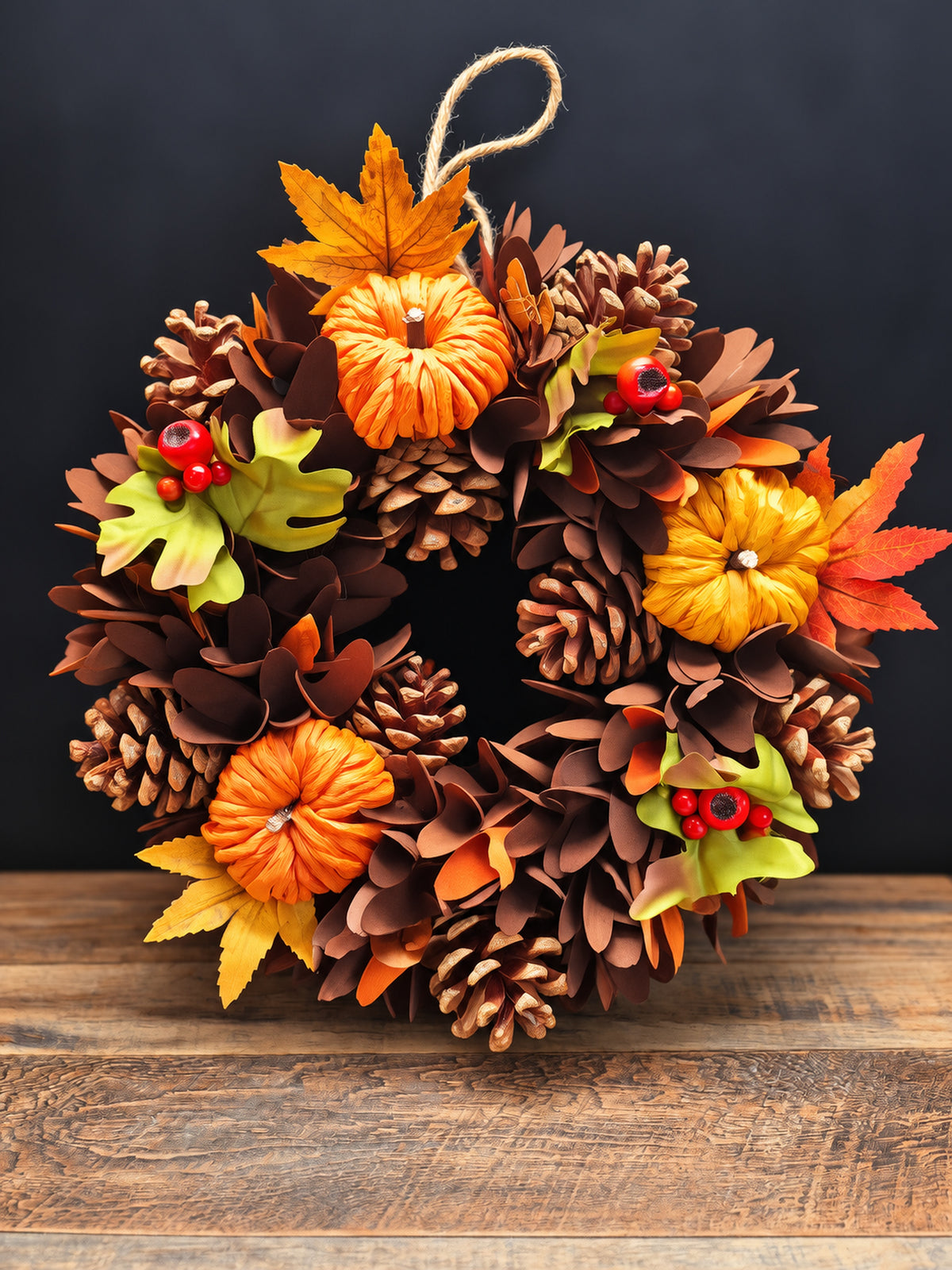 Harvest Leaves Wreath 31cm | Autumn & Christmas Door Decoration