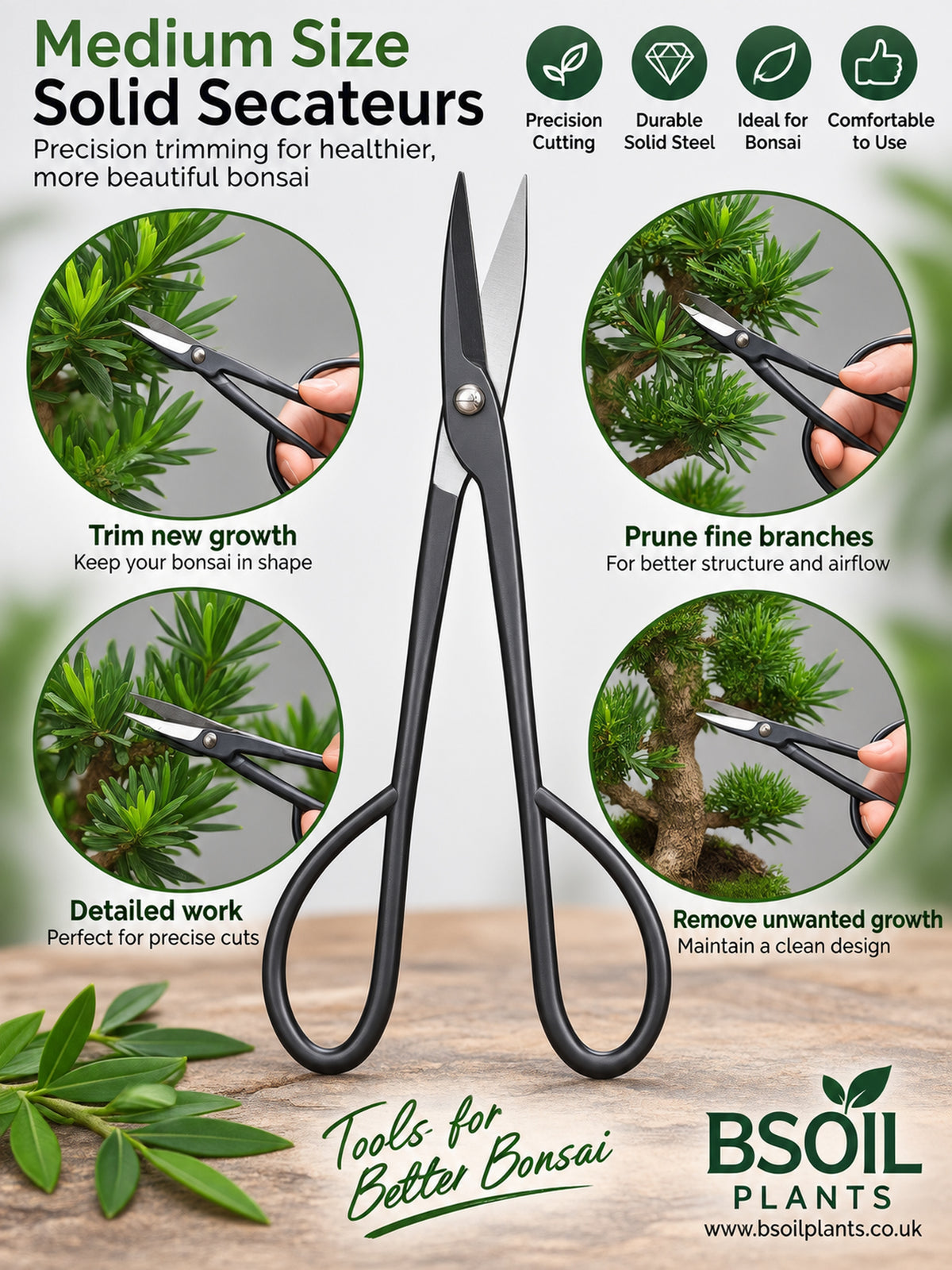 Medium Bonsai Secateurs – Precision Pruning Scissors