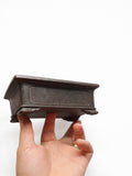 Rectangula unglazed bonsai pot with cloud legs 16x10x6.5 CM