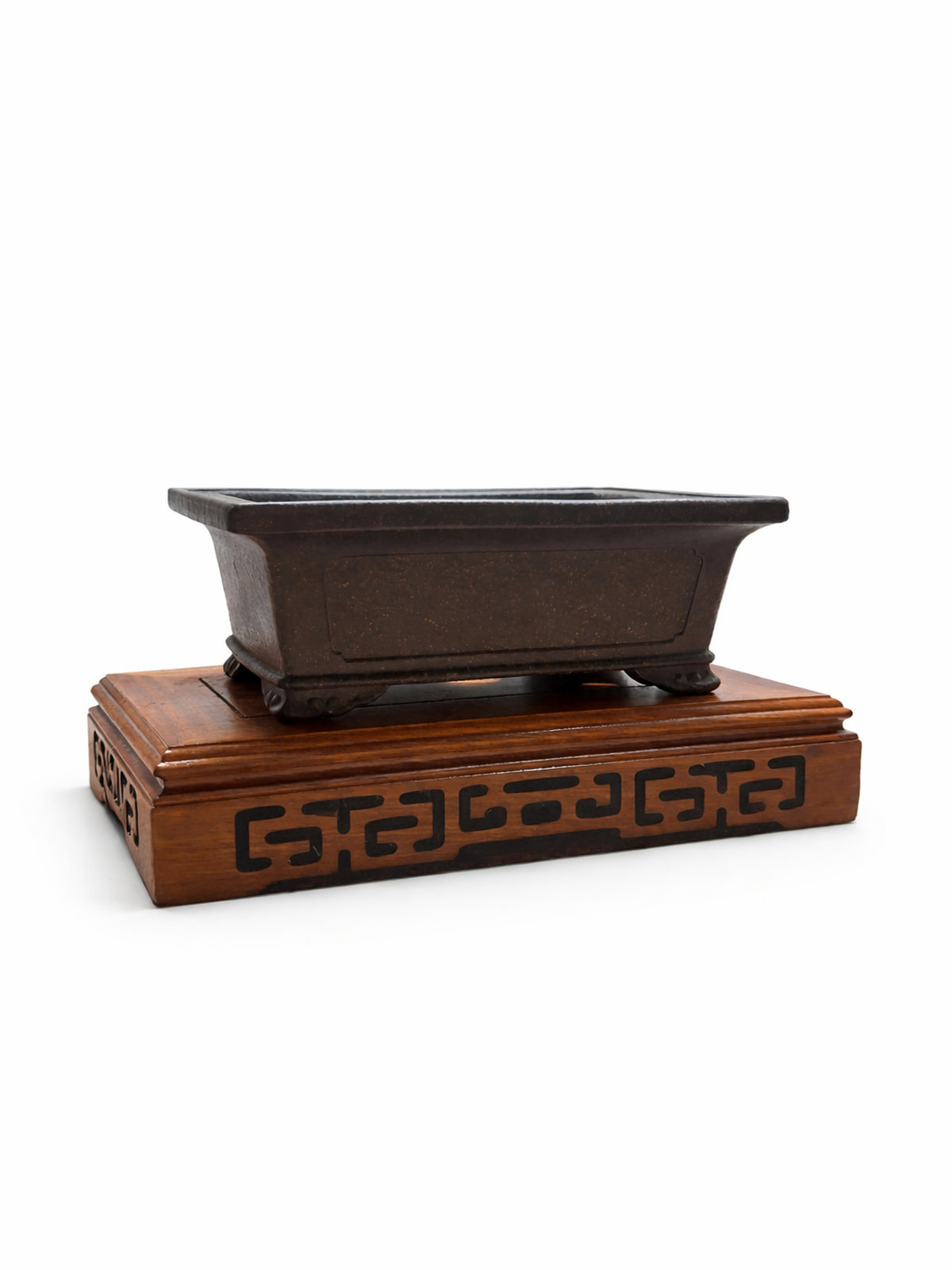 Rectangula unglazed bonsai pot with cloud legs 16x10x6.5 CM