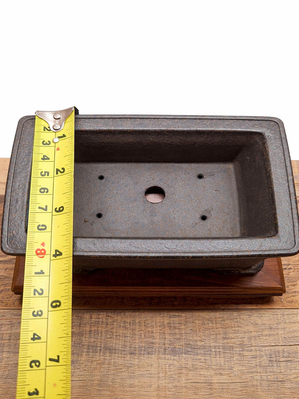 Rectangula unglazed bonsai pot with cloud legs 16x10x6.5 CM