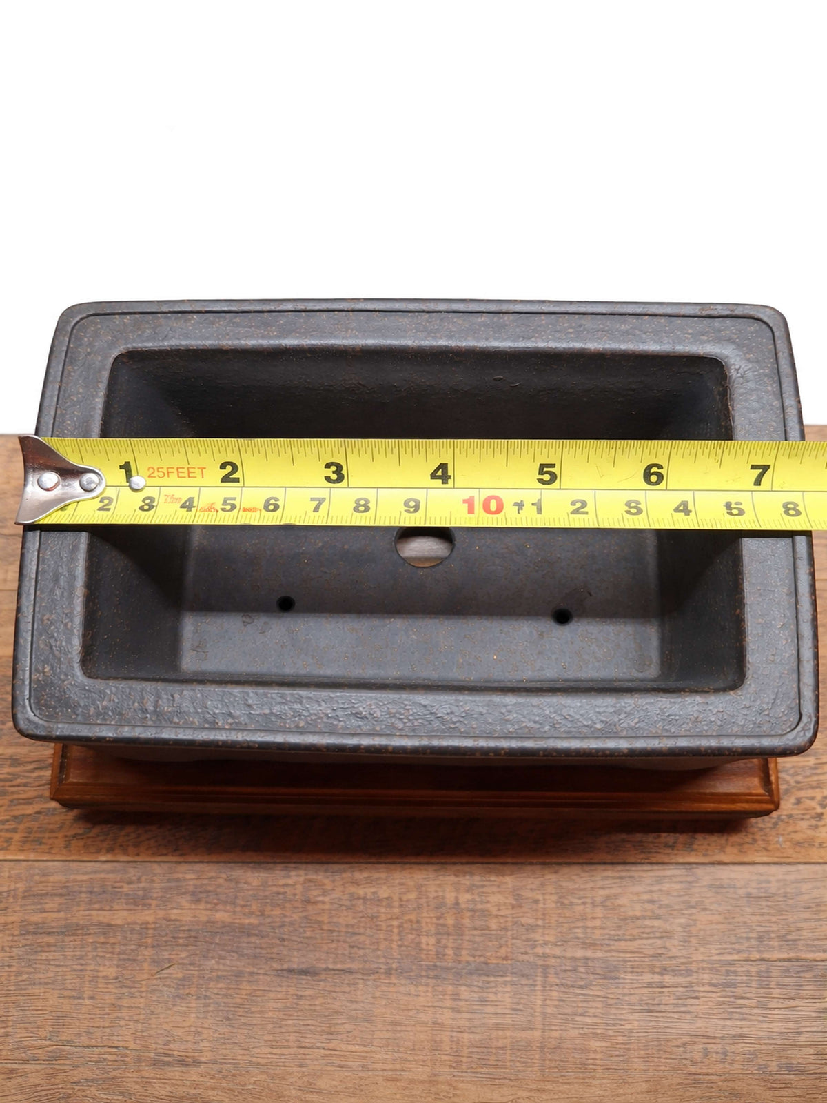 Rectangula unglazed bonsai pot with cloud legs 16x10x6.5 CM